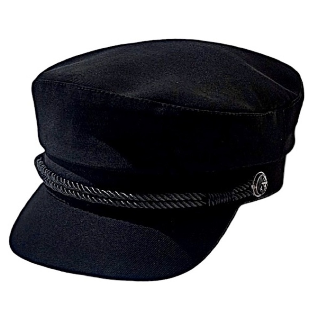Black Soft Matte Newsboy Cap Rope Detail Baker Boy Sailer Hat New - Picture 2 of 13